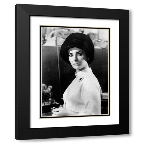 Elizabeth Taylor Black Modern Wood Framed Art Print with Double Matting by Hollywood Photo Archive