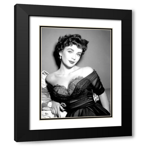Elizabeth Taylor Black Modern Wood Framed Art Print with Double Matting by Hollywood Photo Archive