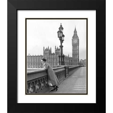 Elizabeth Taylor in London Black Modern Wood Framed Art Print with Double Matting by Hollywood Photo Archive