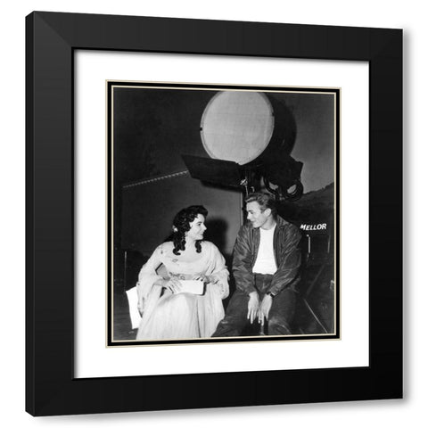 Elizabeth Taylor Black Modern Wood Framed Art Print with Double Matting by Hollywood Photo Archive