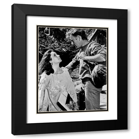 Elizabeth Taylor and Richard Burton Black Modern Wood Framed Art Print with Double Matting by Hollywood Photo Archive