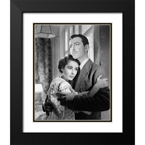 Elizabeth Taylor Black Modern Wood Framed Art Print with Double Matting by Hollywood Photo Archive