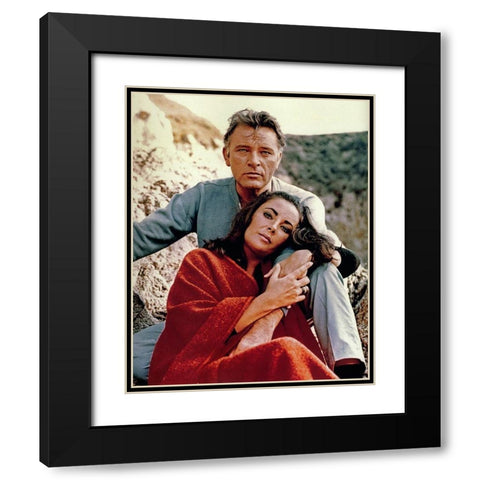 Elizabeth Taylor and Richard Burton Black Modern Wood Framed Art Print with Double Matting by Hollywood Photo Archive