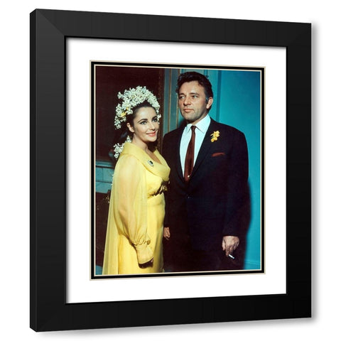 Elizabeth Taylor and Richard Burton Black Modern Wood Framed Art Print with Double Matting by Hollywood Photo Archive