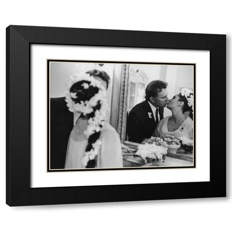 Elizabeth Taylor and Richard Burton in 1964 Black Modern Wood Framed Art Print with Double Matting by Hollywood Photo Archive