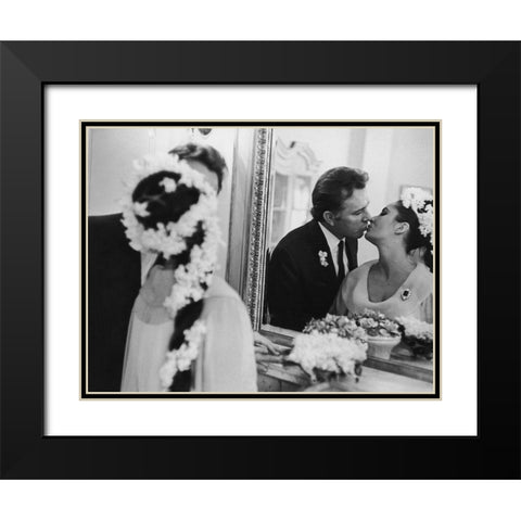 Elizabeth Taylor and Richard Burton in 1964 Black Modern Wood Framed Art Print with Double Matting by Hollywood Photo Archive