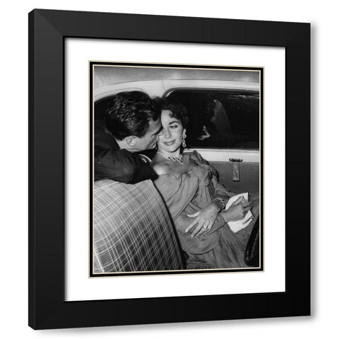 Elizabeth Taylor and Richard Burton Black Modern Wood Framed Art Print with Double Matting by Hollywood Photo Archive