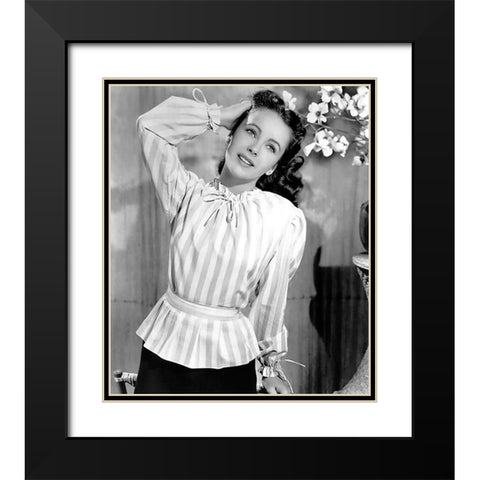 Elizabeth Taylor Black Modern Wood Framed Art Print with Double Matting by Hollywood Photo Archive