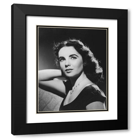 Elizabeth Taylor Black Modern Wood Framed Art Print with Double Matting by Hollywood Photo Archive