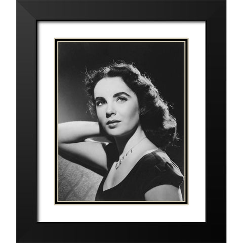 Elizabeth Taylor Black Modern Wood Framed Art Print with Double Matting by Hollywood Photo Archive