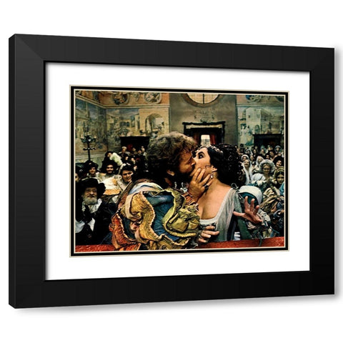 The Taming of the Shrew - Elizabeth Taylor and Richard Burton Black Modern Wood Framed Art Print with Double Matting by Hollywood Photo Archive