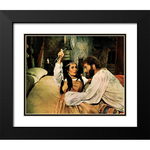 The Taming of the Shrew - Elizabeth Taylor and Richard Burton Black Modern Wood Framed Art Print with Double Matting by Hollywood Photo Archive