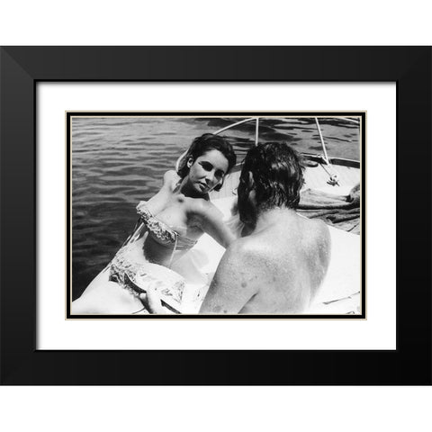 Elizabeth Taylor Black Modern Wood Framed Art Print with Double Matting by Hollywood Photo Archive