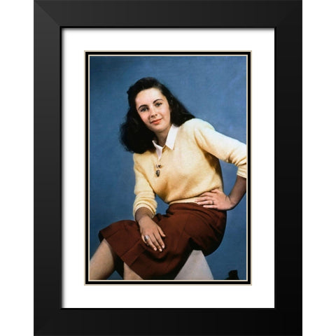 Elizabeth Taylor Black Modern Wood Framed Art Print with Double Matting by Hollywood Photo Archive