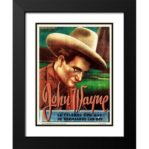 Dutch - John Wayne the Celebrated Cowboy Black Modern Wood Framed Art Print with Double Matting by Hollywood Photo Archive