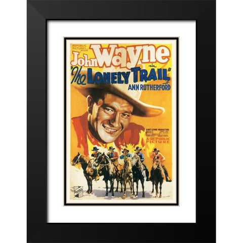 The Lonely Trail with John Wayne and Ann Rutherford Black Modern Wood Framed Art Print with Double Matting by Hollywood Photo Archive
