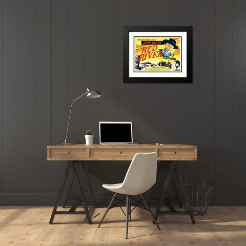 Red River - John Wayne and Montgomery Clift Black Modern Wood Framed Art Print with Double Matting by Hollywood Photo Archive