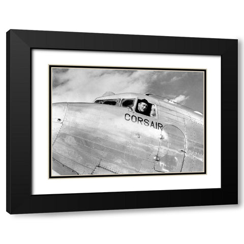 John Wayne Black Modern Wood Framed Art Print with Double Matting by Hollywood Photo Archive