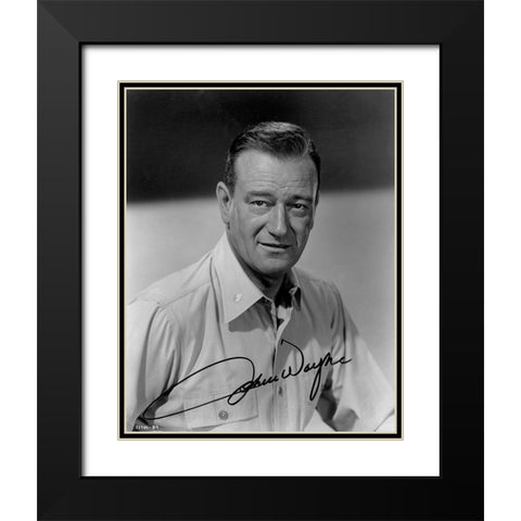John Wayne Black Modern Wood Framed Art Print with Double Matting by Hollywood Photo Archive