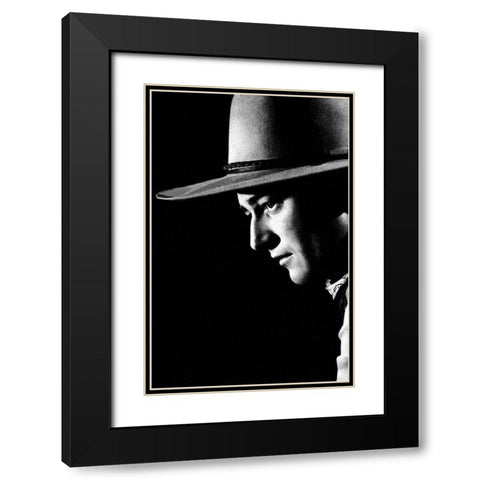 John Wayne Black Modern Wood Framed Art Print with Double Matting by Hollywood Photo Archive