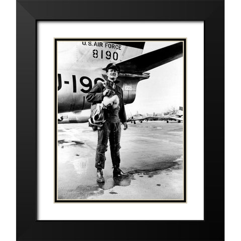 Jet Pilot - John Wayne Black Modern Wood Framed Art Print with Double Matting by Hollywood Photo Archive