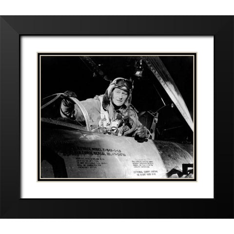 Jet Pilot - John Wayne Black Modern Wood Framed Art Print with Double Matting by Hollywood Photo Archive
