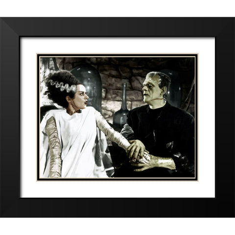 Bride of Frankenstein - Boris Karloff and Elsa Lanchester Black Modern Wood Framed Art Print with Double Matting by Hollywood Photo Archive