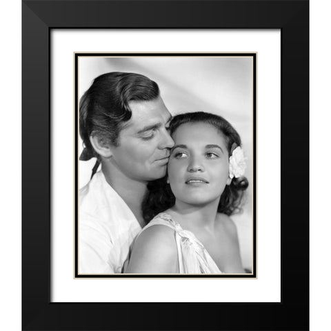 Clark Gable and Movita in Mutiny on the Bounty Black Modern Wood Framed Art Print with Double Matting by Hollywood Photo Archive