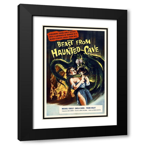 Beast from Haunted Cave Black Modern Wood Framed Art Print with Double Matting by Hollywood Photo Archive