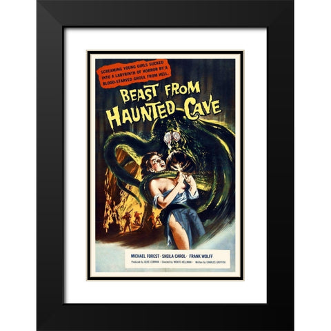 Beast from Haunted Cave Black Modern Wood Framed Art Print with Double Matting by Hollywood Photo Archive