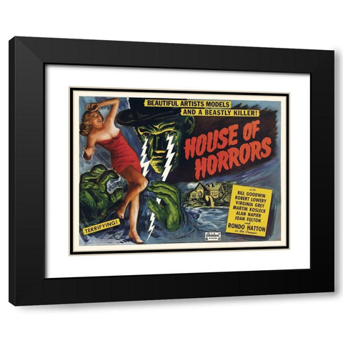 House of Horrors Black Modern Wood Framed Art Print with Double Matting by Hollywood Photo Archive