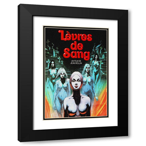 French - Lips of Blood Black Modern Wood Framed Art Print with Double Matting by Hollywood Photo Archive
