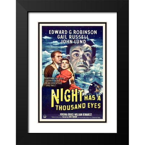 Night has a Thousand Eyes Black Modern Wood Framed Art Print with Double Matting by Hollywood Photo Archive