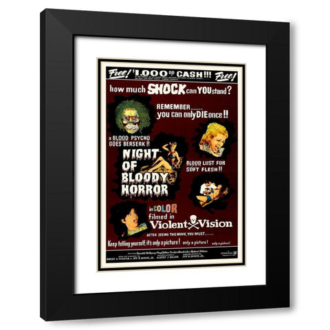 Night of Bloody Horror Black Modern Wood Framed Art Print with Double Matting by Hollywood Photo Archive