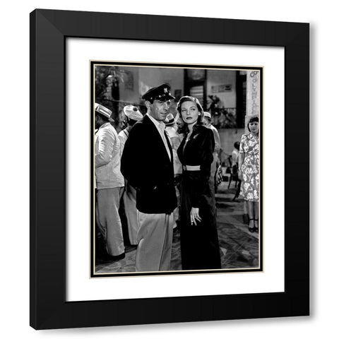Bogart and Bacall Black Modern Wood Framed Art Print with Double Matting by Hollywood Photo Archive