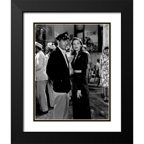 Bogart and Bacall Black Modern Wood Framed Art Print with Double Matting by Hollywood Photo Archive