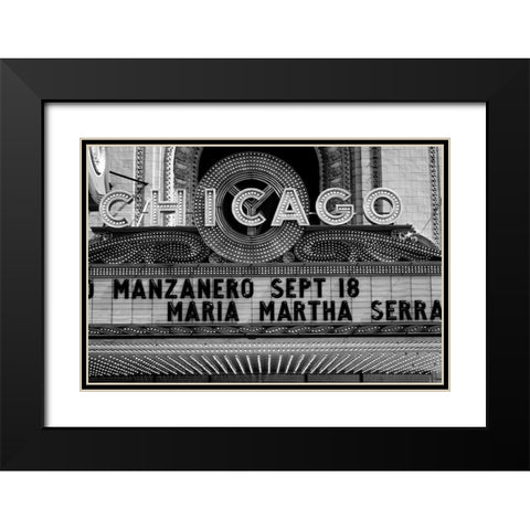 Marquee of the historic Chicago Theater Chicago Illinois Black Modern Wood Framed Art Print with Double Matting by Highsmith, Carol