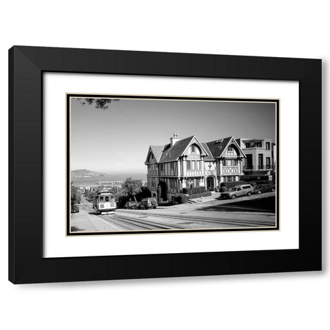Cable car ascends hill San Francisco California Black Modern Wood Framed Art Print with Double Matting by Highsmith, Carol