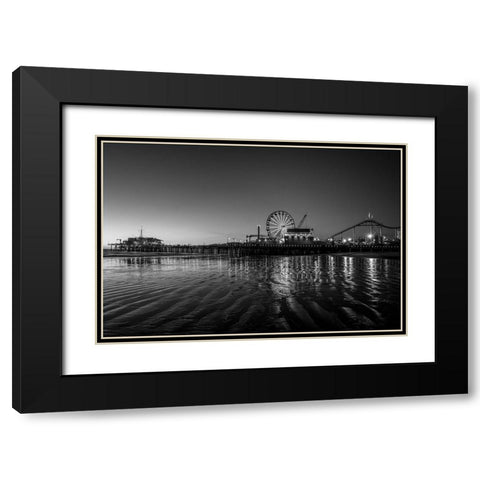 Santa Monica Pier at Sunset California Black and White Black Modern Wood Framed Art Print with Double Matting by Highsmith, Carol