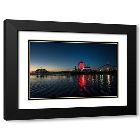Santa Monica Pier at Sunset California Black Modern Wood Framed Art Print with Double Matting by Highsmith, Carol