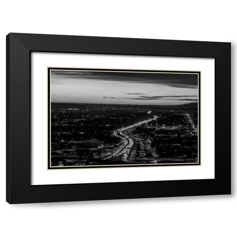 Looking north over the U.S. 101 (Hollywood) Freeway Los Angeles California Black Modern Wood Framed Art Print with Double Matting by Highsmith, Carol