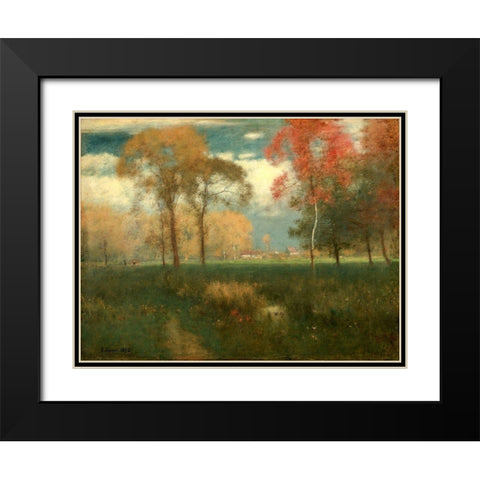 Sunny Autumn Day Black Modern Wood Framed Art Print with Double Matting by Inness, George
