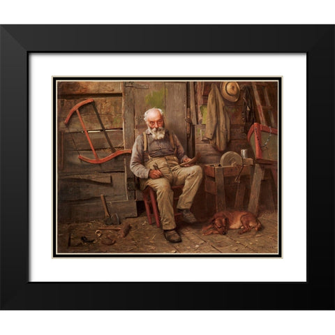 Boat Builder Black Modern Wood Framed Art Print with Double Matting by Brown, John Geogre