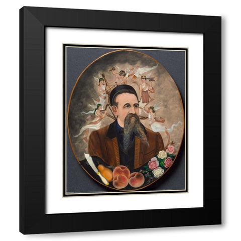 Self Portrait with Five Muses Black Modern Wood Framed Art Print with Double Matting by Church, Henry
