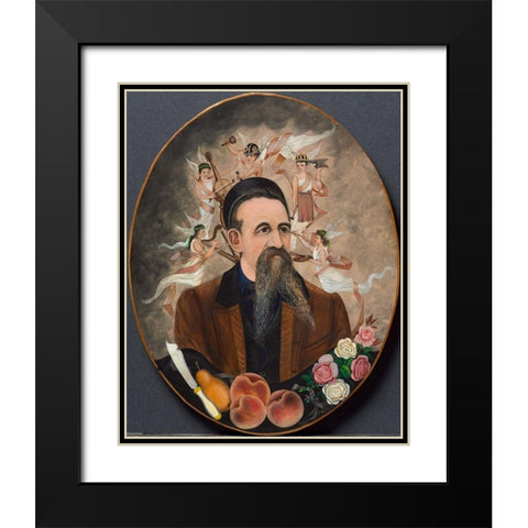 Self Portrait with Five Muses Black Modern Wood Framed Art Print with Double Matting by Church, Henry