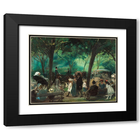 The Drive Central Park Black Modern Wood Framed Art Print with Double Matting by Glackens, William