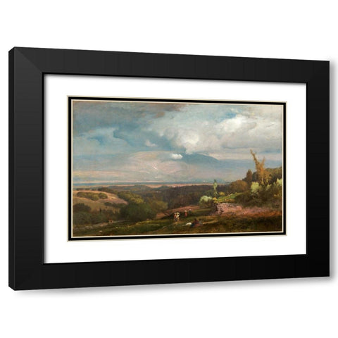 Approaching Storm from the Alban Hills Black Modern Wood Framed Art Print with Double Matting by Inness, George