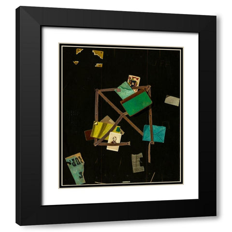 Card Rack with a Jack of Hearts Black Modern Wood Framed Art Print with Double Matting by Peto, John F.