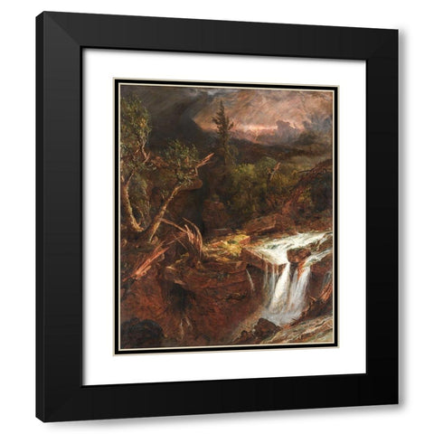 The Clove  A Storm Scene in the Catskill Mountains Black Modern Wood Framed Art Print with Double Matting by Cropsey, Jasper F.