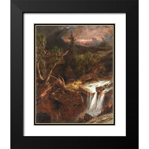 The Clove  A Storm Scene in the Catskill Mountains Black Modern Wood Framed Art Print with Double Matting by Cropsey, Jasper F.